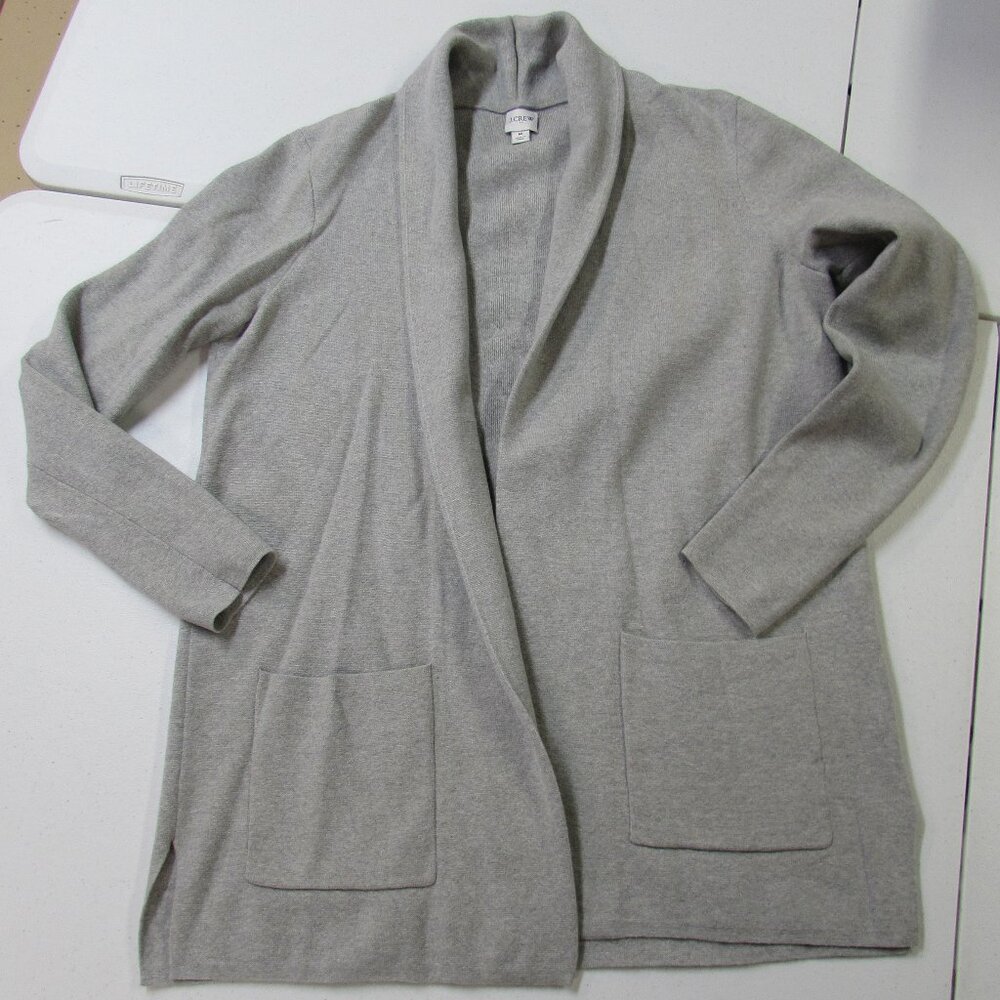 J Crew 100% Cotton Chelsea Sweater Blazer Light Gray Size Medium
